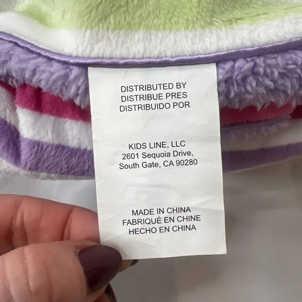 Disney Winnie The Pooh Piglet Pink Purple Green White Stripe Baby Blanket 30x40